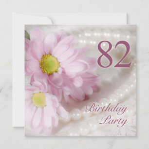 82nd Birthday party invitation with daisies