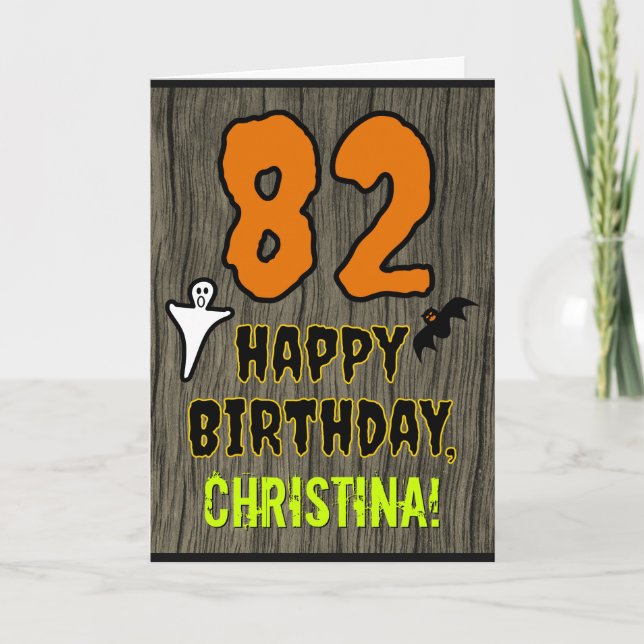 82nd Birthday: Spooky Halloween Theme, Custom Name Card (Front)