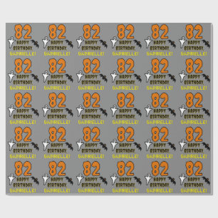 82nd Birthday: Spooky Halloween Theme, Custom Name Wrapping Paper