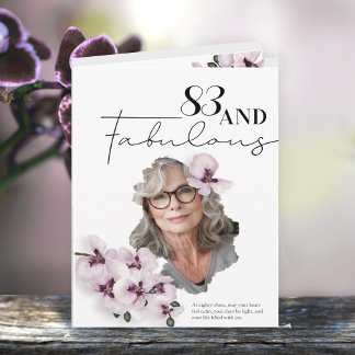 83 & Fabulous Orchid Photo Birthday Greeting Card