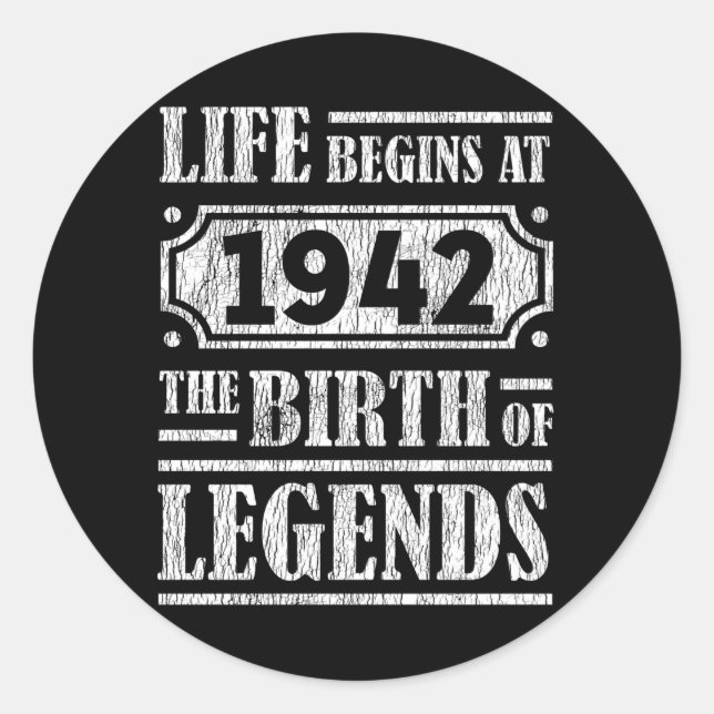 83 Year Old 1942 Birth Of Legend 83rd Birthday Classic Round Sticker (Front)