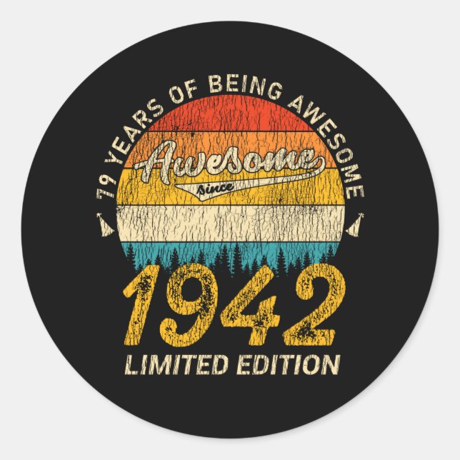 83 Year Old Bday 1942 Awesome 83rd Birthday Gift Classic Round Sticker (Front)