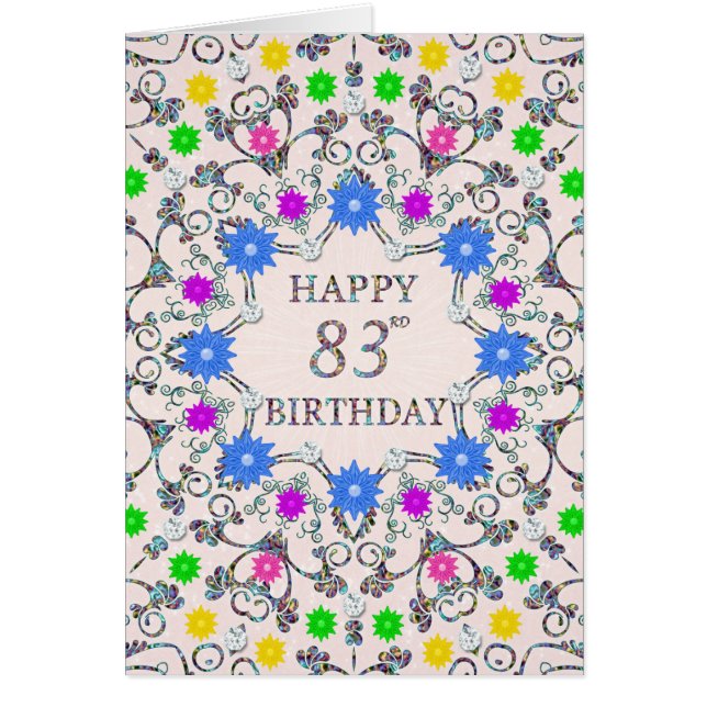 83rd Birthday Abstract Flowers  (Front)