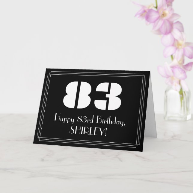 83rd Birthday: Art Deco Inspired Look "83" & Name Card (Orchid)