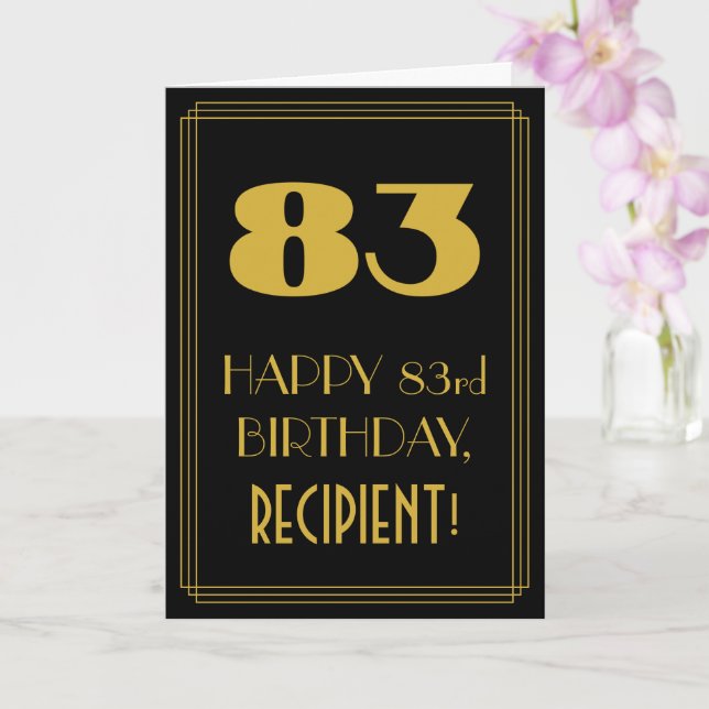 83rd Birthday – Art Deco Inspired Look "83" & Name Card (Orchid)