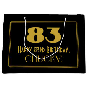 83rd Birthday — Art Deco Inspired Look "83" & Name Large Gift Bag