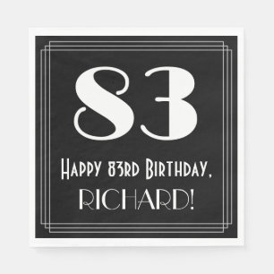 83rd Birthday ~ Art Deco Inspired Look "83", Name Napkin