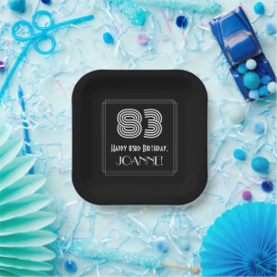 83rd Birthday — Art Deco Inspired Look “83” + Name Paper Plate