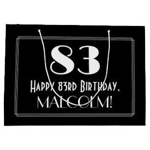 83rd Birthday: Art Deco Inspired Style "83", Name Large Gift Bag