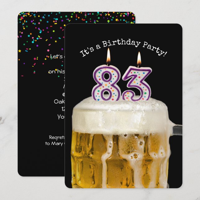 83rd Birthday Beer Party Invitation (Front/Back)