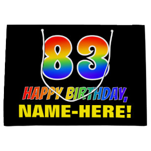 83rd Birthday: Bold, Fun, Simple, Rainbow 83 Large Gift Bag