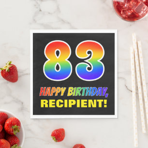 83rd Birthday: Bold, Fun, Simple, Rainbow 83 Napkin