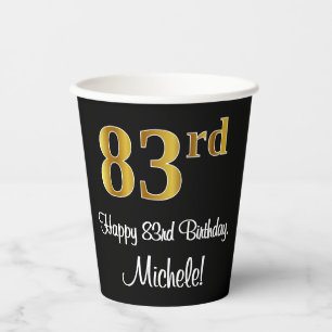 83rd Birthday - Elegant Luxurious Faux Gold Look # Paper Cups