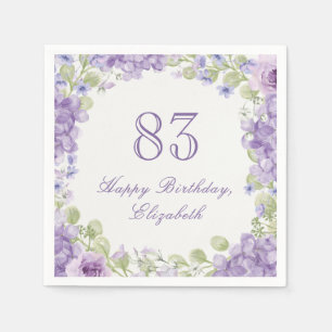 83rd Birthday Napkins Elegant Purple Floral