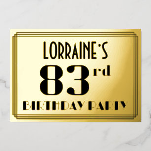 83rd Birthday Party: Art Deco Look “83” and Name