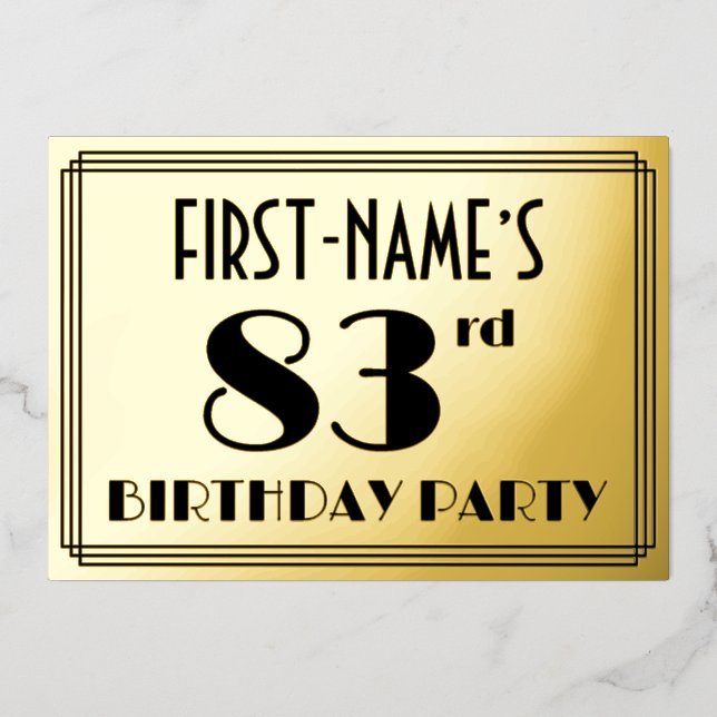 83rd Birthday Party — Art Deco Look “83” + Name (Front)
