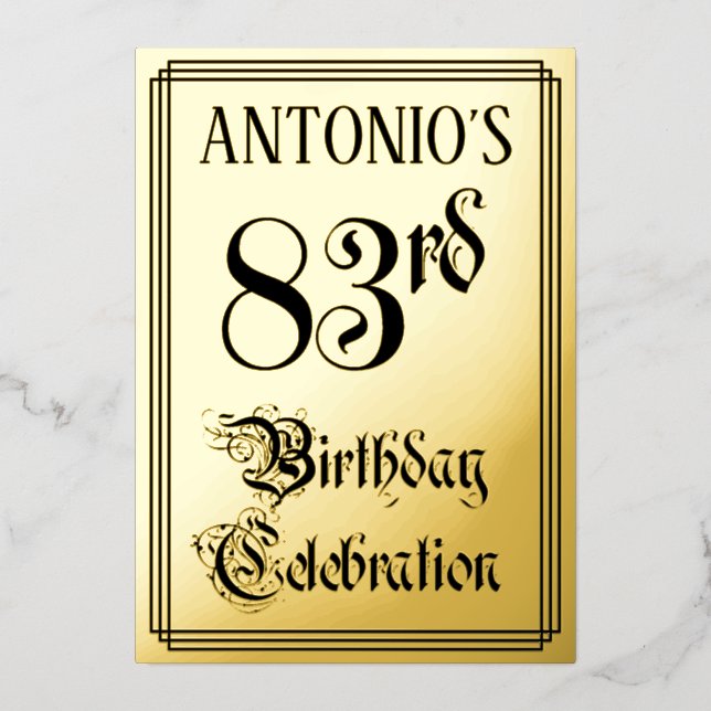 83rd Birthday Party — Elegant Script + Custom Name (Front)
