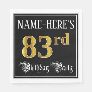 83rd Birthday Party — Fancy Script, Faux Gold Look Napkin