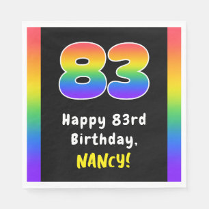 83rd Birthday: Rainbow Spectrum # 83, Custom Name Napkin