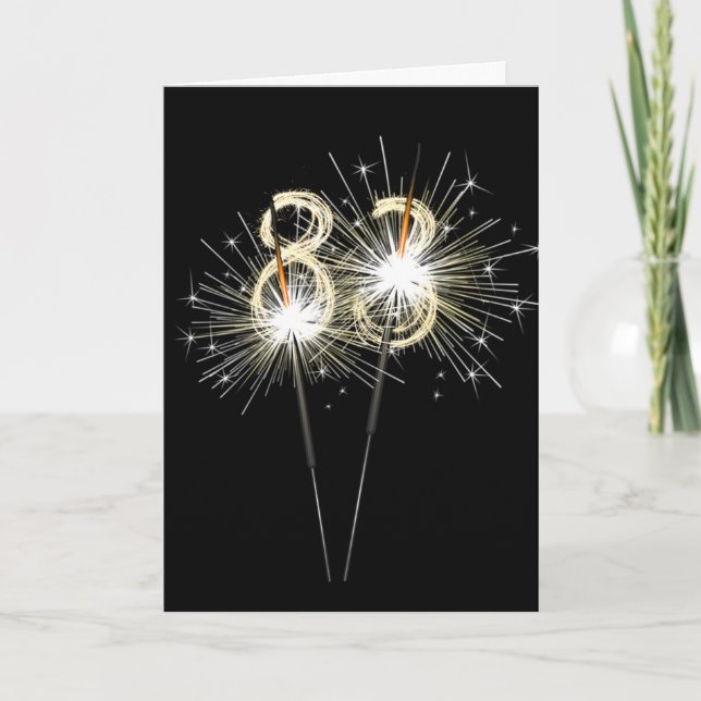 83rd Birthday Sparklers on Black  Card (Front)