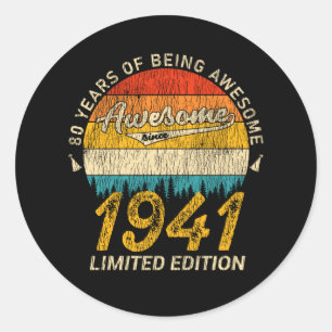 84 Year Old 1941 Retro Awesome 84th Birthday Gift Classic Round Sticker