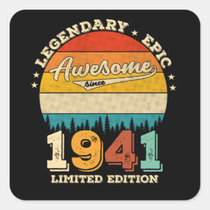 84 Year Old Bday 1941 Awesome 84th Birthday Gift Square Sticker