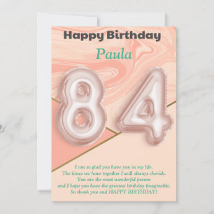 84 year old girls Happy Birthday card