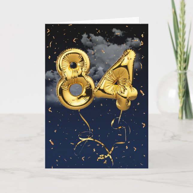 84e Anniversaire Gold Mylar Balloon et carte Confe (Devant)