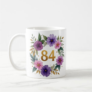 84ème Anniversaire Mug - Couronne florale avec num