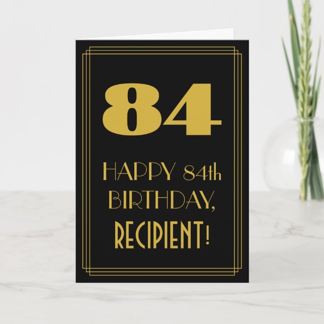 84th Birthday – Art Deco Inspired Look "84" & Name Card (Front)