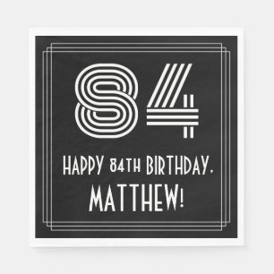 84th Birthday: Art Deco Inspired Look "84" + Name Napkin