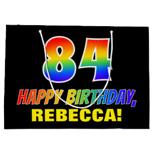 84th Birthday: Bold, Fun, Simple, Rainbow 84 Large Gift Bag