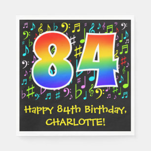 84th Birthday - Colorful Music Symbols, Rainbow 84 Napkin