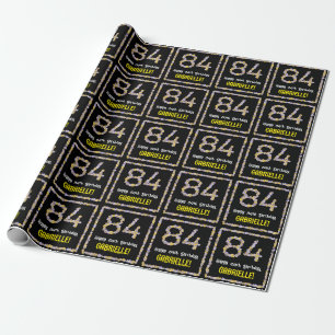 84th Birthday: Floral Flowers Number, Custom Name Wrapping Paper