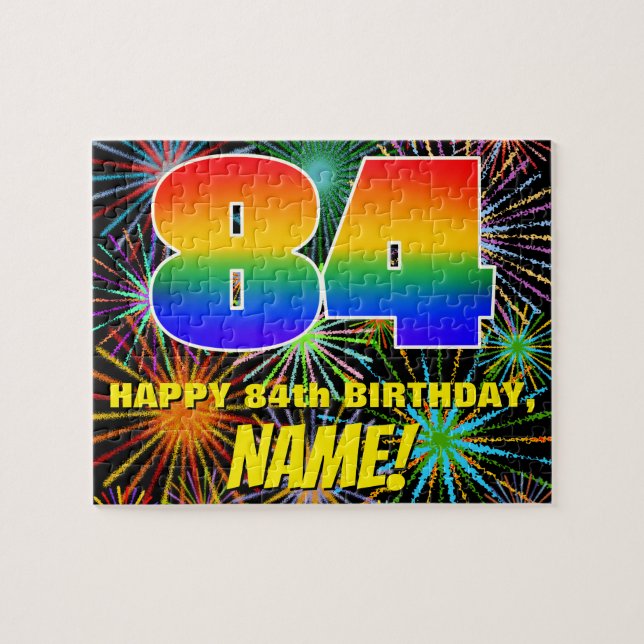 84th Birthday: Fun, Colourful Celebratory Firework Jigsaw Puzzle (Horizontal)