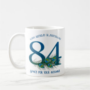 84th Birthday Or Anniversary Peacock Feather Coffee Mug