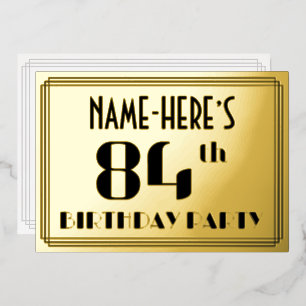 84th Birthday Party: Art Deco Look “84” and Name