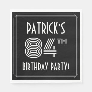 84th Birthday Party: Art Deco Style + Custom Name Napkin