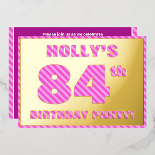84th Birthday Party — Bold, Fun, Pink Stripes # 84