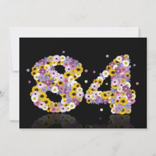 84th Birthday party, with flowered letters Invitation