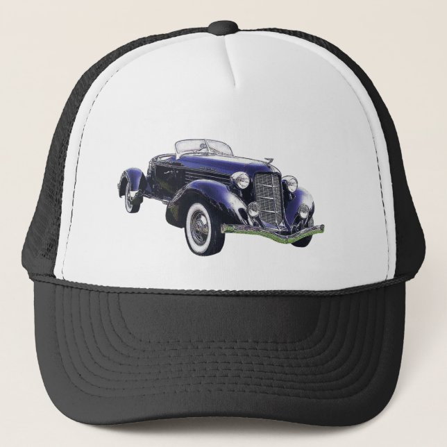 851 Auburn boattail speedster auto black car Trucker Hat (Front)
