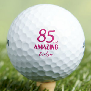 85 and Amazing Grandma Gift – Pink 85th Birthday Golf Balls