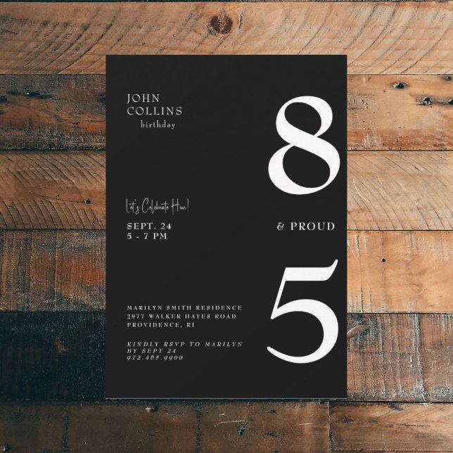 85 et Fière Black Anniversaire Invitation (Créateur téléchargé)