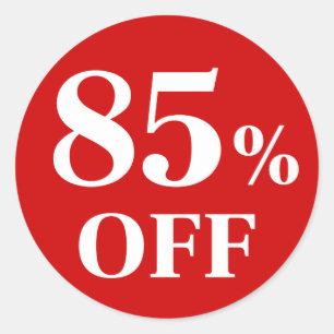 85% OFF Red Background Classic Round Sticker