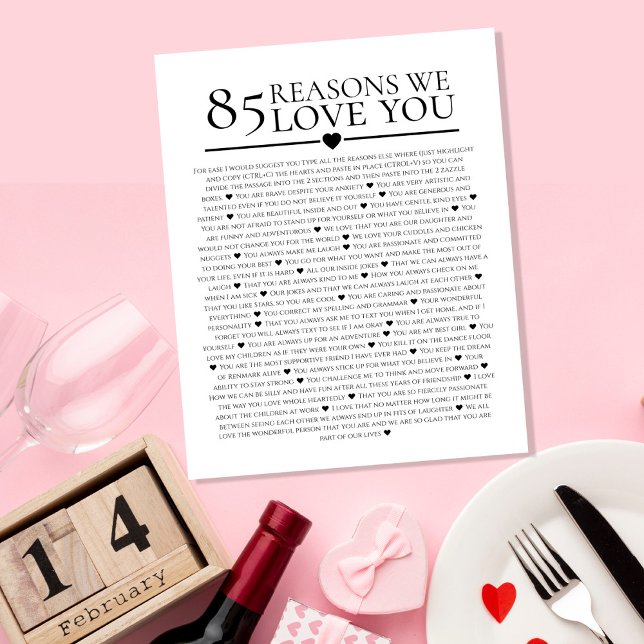 85 reasons why we love you 80th 60th birthday 40th poster (Creator Uploaded)