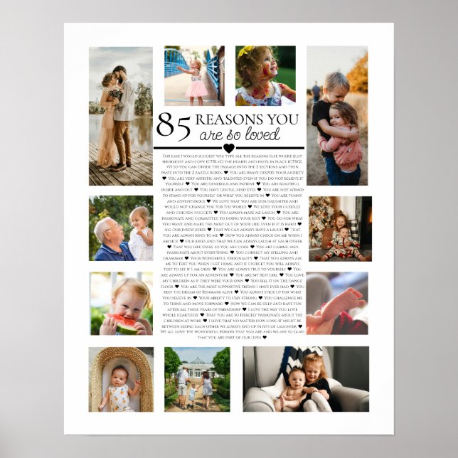 85 reasons you are so loved photo collage birthday poster (Front)