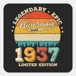85 Year Old Awesome Since 1937 85th Birthday Gift Square Sticker