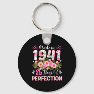85 Year Old Made In 1941 Floral 85th Birthday Wome Keychain