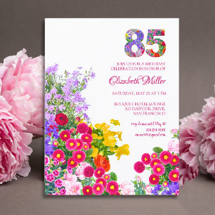 85e anniversaire Floral Modern - invitation 85 ans