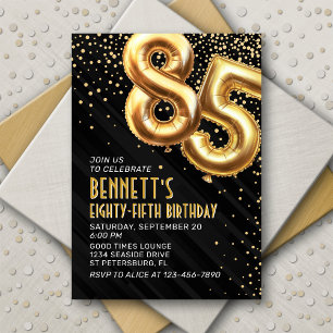 85e anniversaire Gold Black Invitation